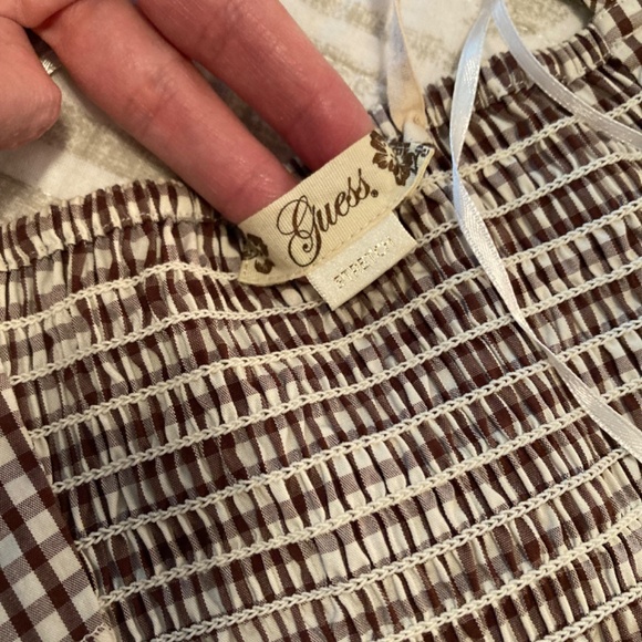 New with Tags Guess Gingham Brown Rosewood Bustier Top Sz XS - Picture 6 of 10